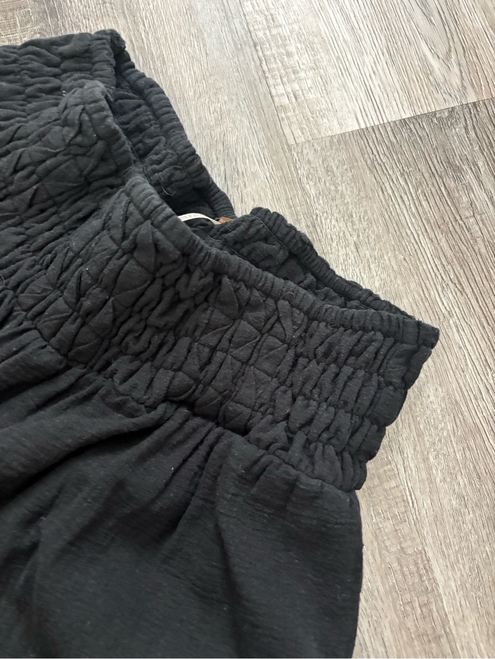 Free People 100% Cotton Beach Pants Black Wide-Leg Pull-On Pants - Picture 2 of 4
